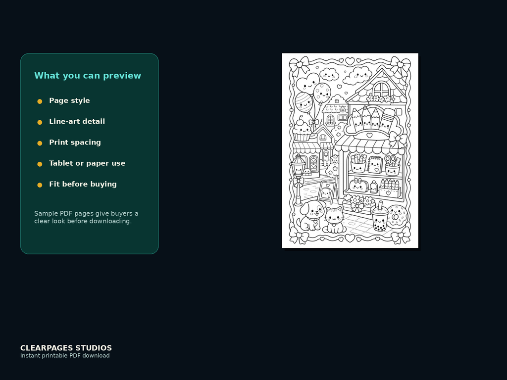 Candy Lane Coloring Club — ClearPages preview: close-up page preview