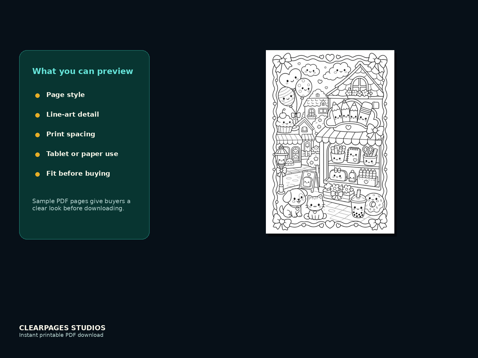 Candy Lane Coloring Club — ClearPages preview: close-up page preview