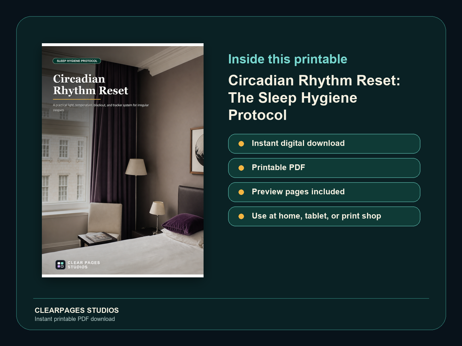 Circadian Rhythm Reset: The Sleep Hygiene Protocol — ClearPages preview: cover and instant download