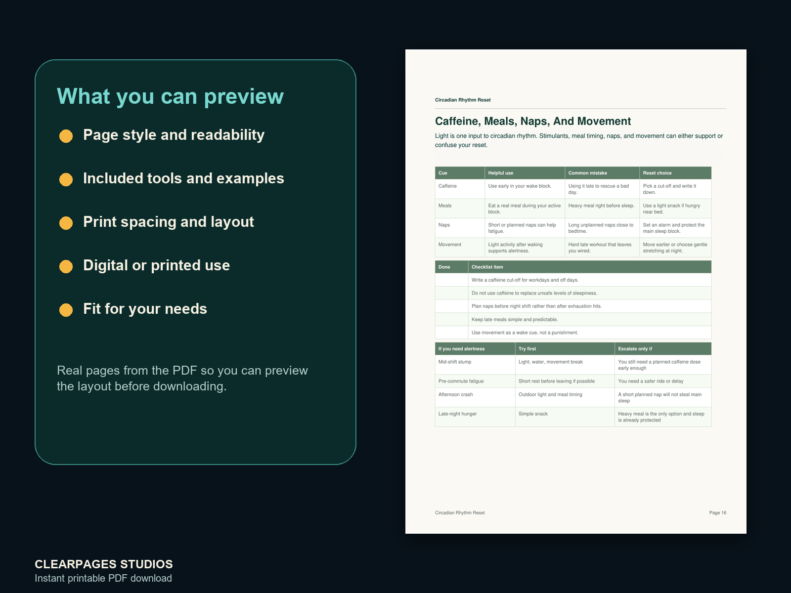 Circadian Rhythm Reset: The Sleep Hygiene Protocol — ClearPages preview: close-up page preview