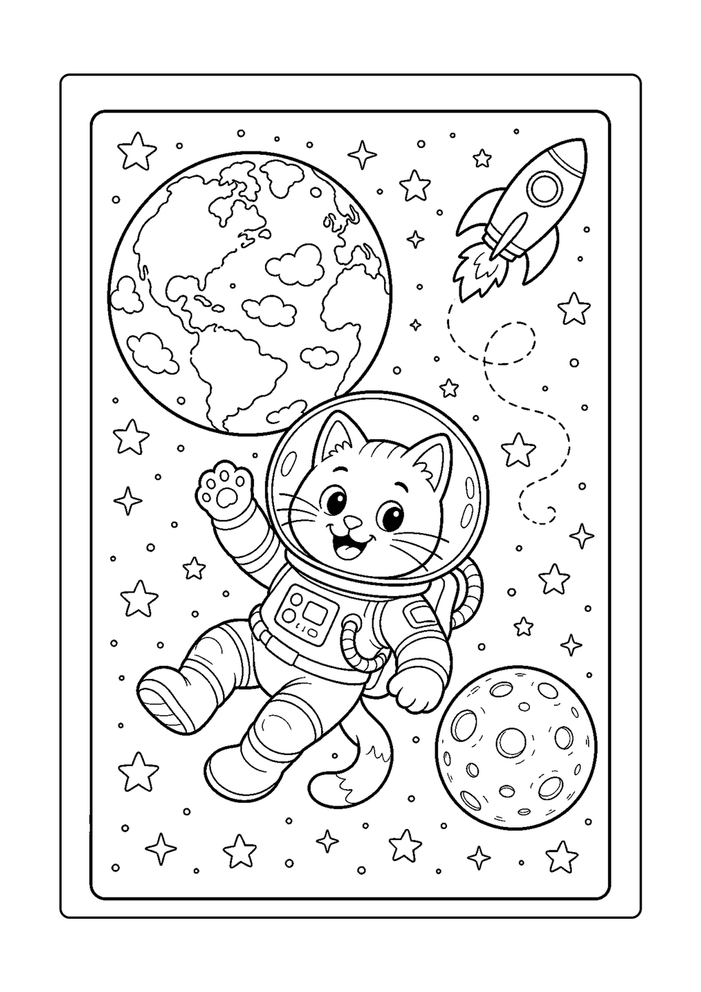 Color the Cosmos: Planets and Moons sample coloring page 1