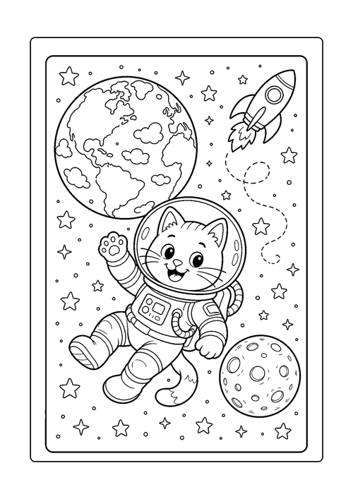 Color the Cosmos: Planets and Moons sample coloring page 1