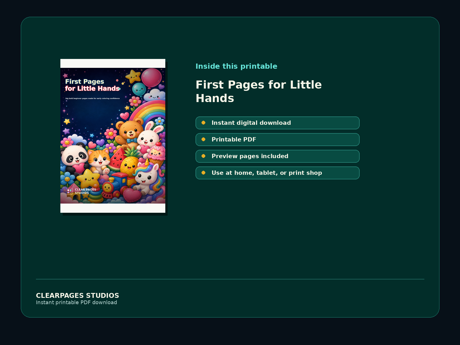 First Pages for Little Hands — ClearPages preview: cover and instant download