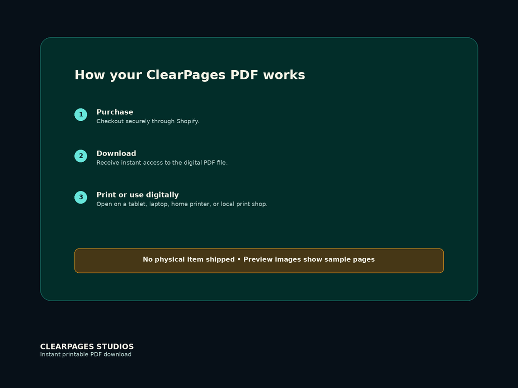 First Pages for Little Hands — ClearPages preview: digital download info