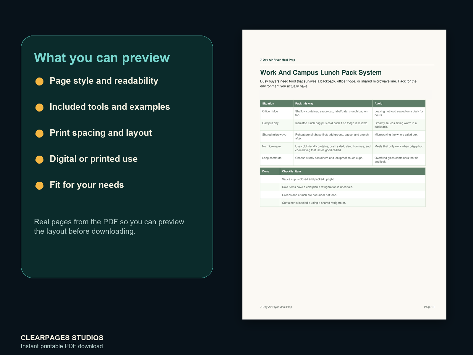 The Ultimate 7-Day Air Fryer Meal Prep Blueprint — ClearPages preview: close-up page preview
